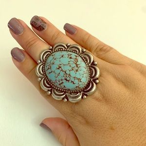 Vintage Boho Turquoise Adjustable Ring